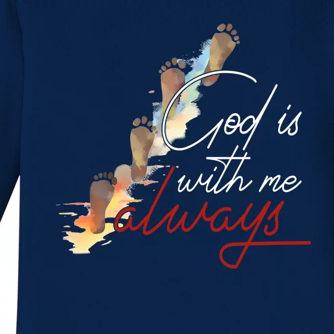 God Is With Me Always Footsteps Baby Long Sleeve Bodysuit