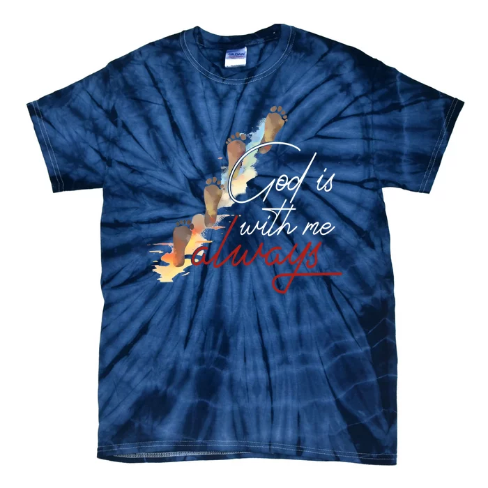 God Is With Me Always Footsteps Tie-Dye T-Shirt