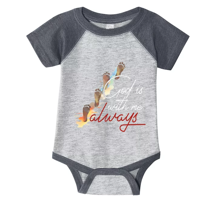 God Is With Me Always Footsteps Infant Baby Jersey Bodysuit