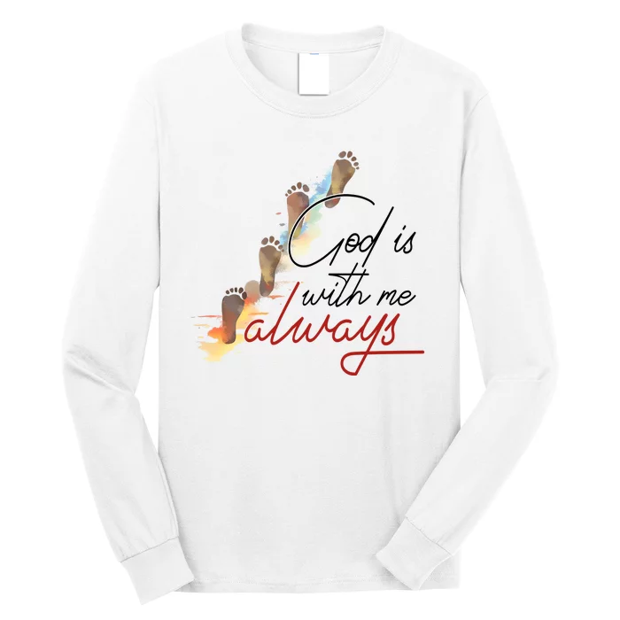 God Is With Me Always Footsteps Long Sleeve Shirt