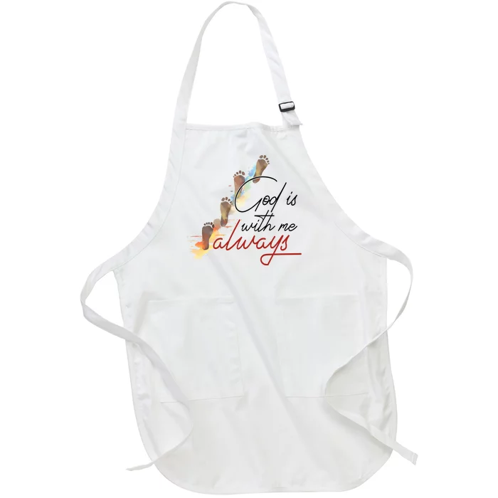 God Is With Me Always Footsteps Full-Length Apron With Pocket