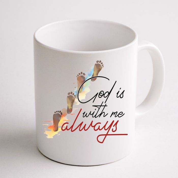 God Is With Me Always Footsteps Front & Back Coffee Mug