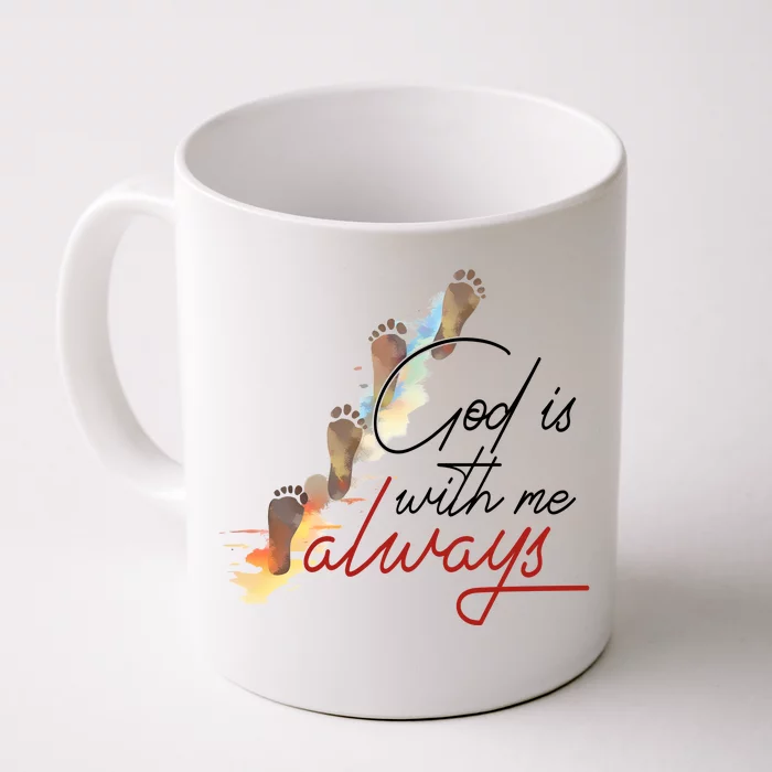 God Is With Me Always Footsteps Front & Back Coffee Mug