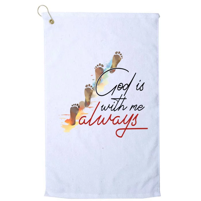 God Is With Me Always Footsteps Platinum Collection Golf Towel