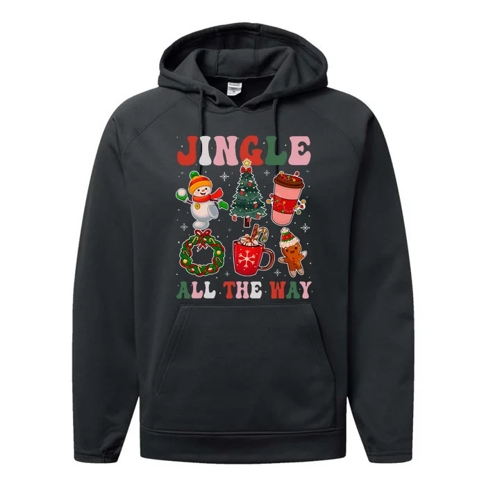 Groovy Jingle All The Way Christmas Family Pajama Performance Fleece Hoodie