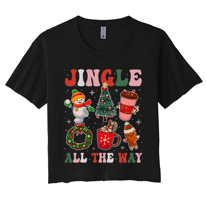 Groovy Jingle All The Way Christmas Family Pajama Women's Crop Top Tee