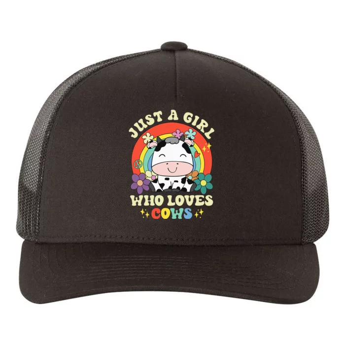 Groovy Just A Girl Who Loves Cows Rainbow Cow Lovers Yupoong Adult 5-Panel Trucker Hat