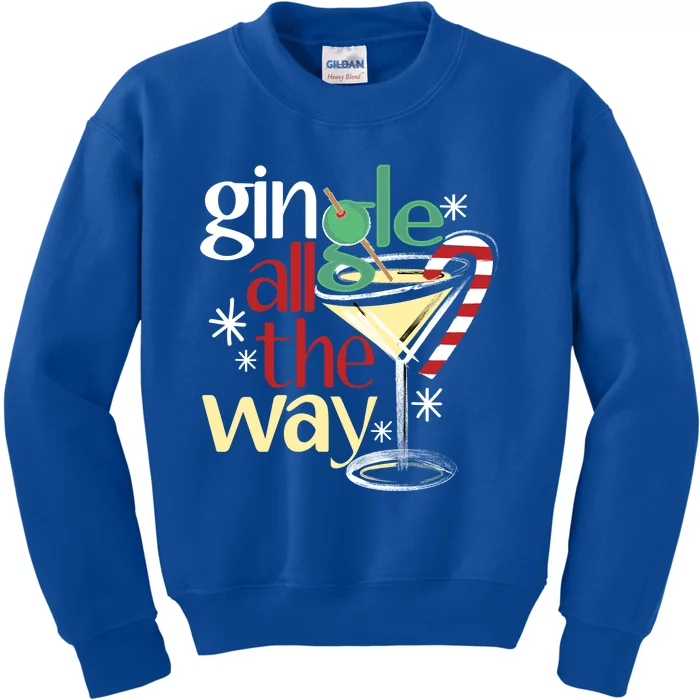 Gingle Jingle All The Way Gin Christmas Martini Gift Kids Sweatshirt