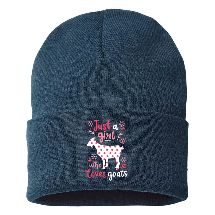 Goat Just A Girl Goats Gift Sustainable Knit Beanie