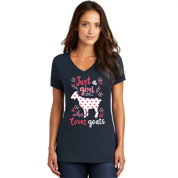 Goat Just A Girl Goats Gift Women's V-Neck T-Shirt