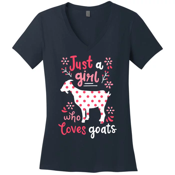 Goat Just A Girl Goats Gift Women's V-Neck T-Shirt