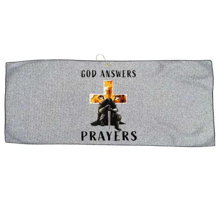 God Jesus Answers Prayers Warrior Christian Lion Graphic Large Microfiber Waffle Golf Towel