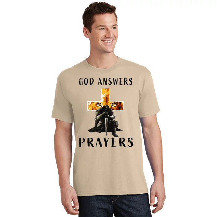 God Jesus Answers Prayers Warrior Christian Lion Graphic T-Shirt