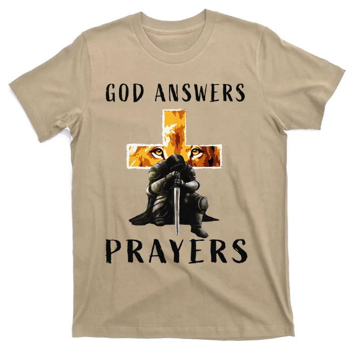 God Jesus Answers Prayers Warrior Christian Lion Graphic T-Shirt