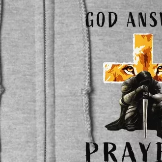 God Jesus Answers Prayers Warrior Christian Lion Graphic Full Zip Hoodie