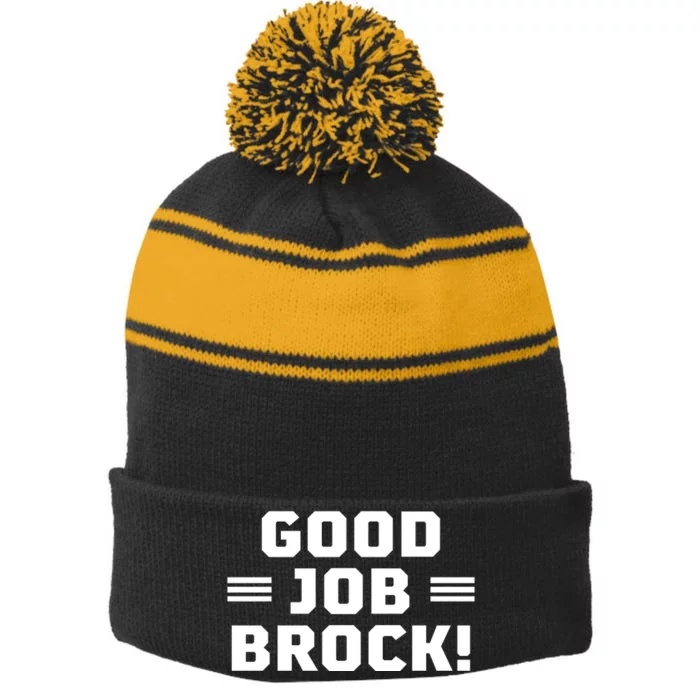 Good Job Brock Stripe Pom Pom Beanie