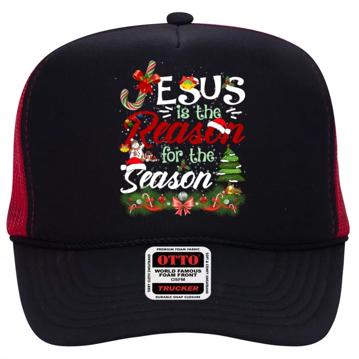 God Jesus Christ Is Reason For The Christmas Season Holiday Gift High Crown Mesh Trucker Hat