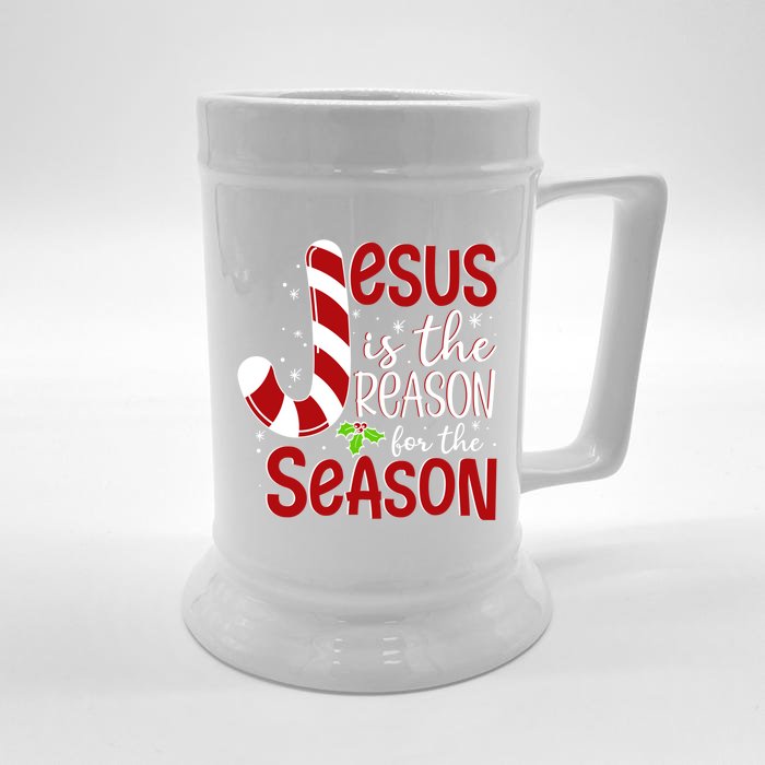 God Jesus Christ Is Reason For The Christmas Season Holiday Funny Gift Front & Back Beer Stein