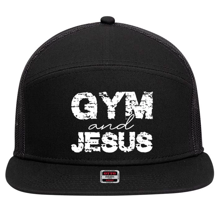 Gym & Jesus Christian Workout Fitness 7 Panel Mesh Trucker Snapback Hat