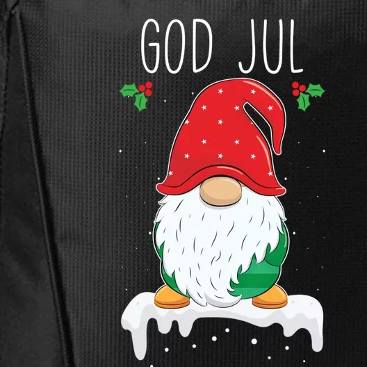 God Jul Funny Holiday Gnome Swedish Tomte Gnome Scandinavian Gift City Backpack