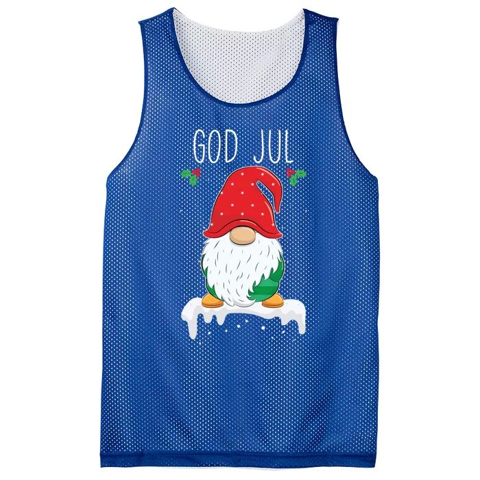 God Jul Funny Holiday Gnome Swedish Tomte Gnome Scandinavian Gift Mesh Reversible Basketball Jersey Tank