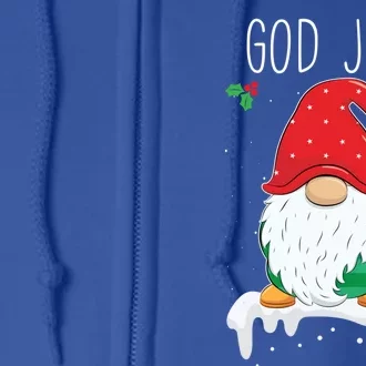 God Jul Funny Holiday Gnome Swedish Tomte Gnome Scandinavian Gift Full Zip Hoodie