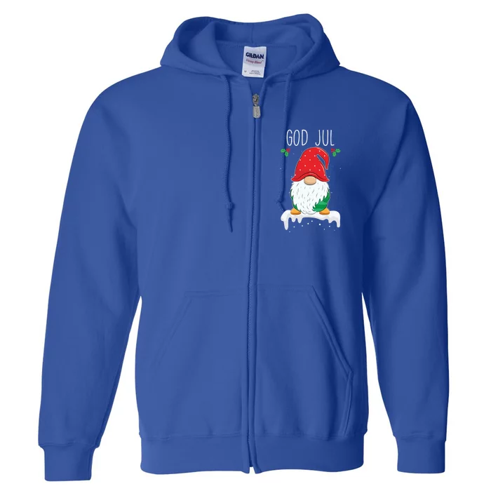 God Jul Funny Holiday Gnome Swedish Tomte Gnome Scandinavian Gift Full Zip Hoodie