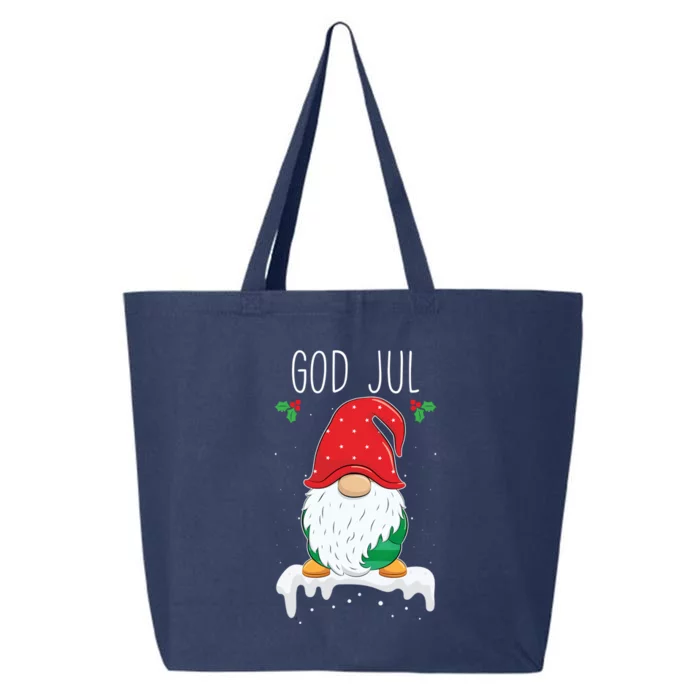 God Jul Funny Holiday Gnome Swedish Tomte Gnome Scandinavian Gift 25L Jumbo Tote