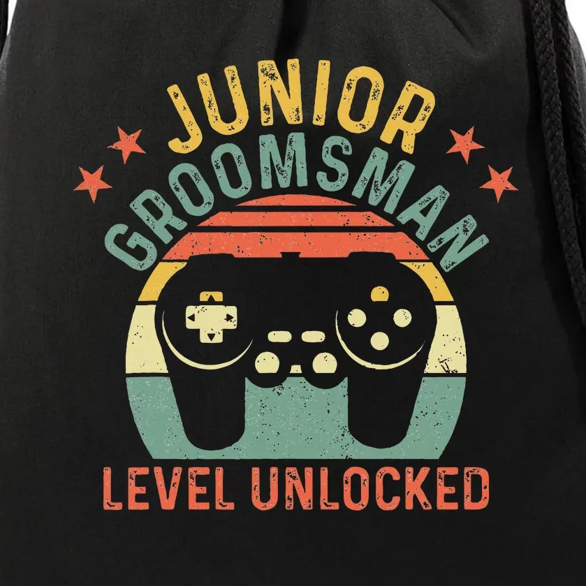 Gamer Junior Groomsman Level Unlocked Video Gaming Wedding Drawstring Bag