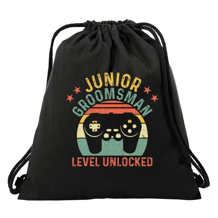 Gamer Junior Groomsman Level Unlocked Video Gaming Wedding Drawstring Bag