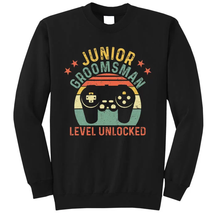 Gamer Junior Groomsman Level Unlocked Video Gaming Wedding Tall Sweatshirt