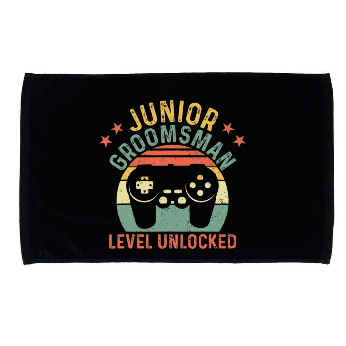 Gamer Junior Groomsman Level Unlocked Video Gaming Wedding Microfiber Hand Towel