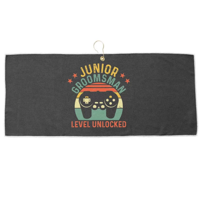 Gamer Junior Groomsman Level Unlocked Video Gaming Wedding Large Microfiber Waffle Golf Towel