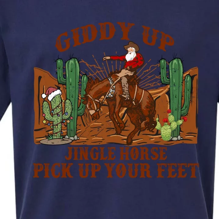 Giddyup Jingle Horse Pick Up Your Feet Cow Santa Xmas Gift Sueded Cloud Jersey T-Shirt