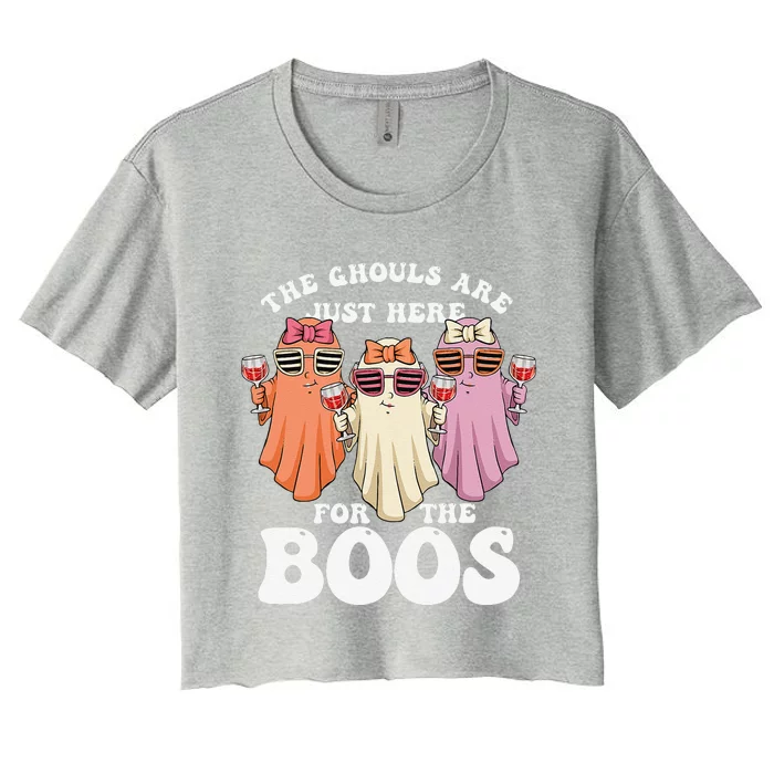 Ghouls Just Here For The Boos Halloween Ghosts Women Gift Women's Crop Top Tee