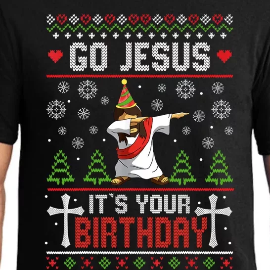 Go Jesus ItS Your Birthday Ugly Christmas Sweater Funny Pajama Set