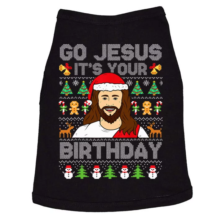 Go Jesus It's Your Birthday Ugly Christmas Sweater Funny Doggie Tank