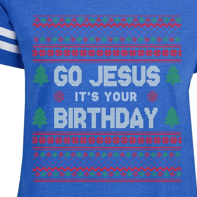 Go Jesus It's Your Birthday Ugly Christmas Enza Ladies Jersey Football T-Shirt