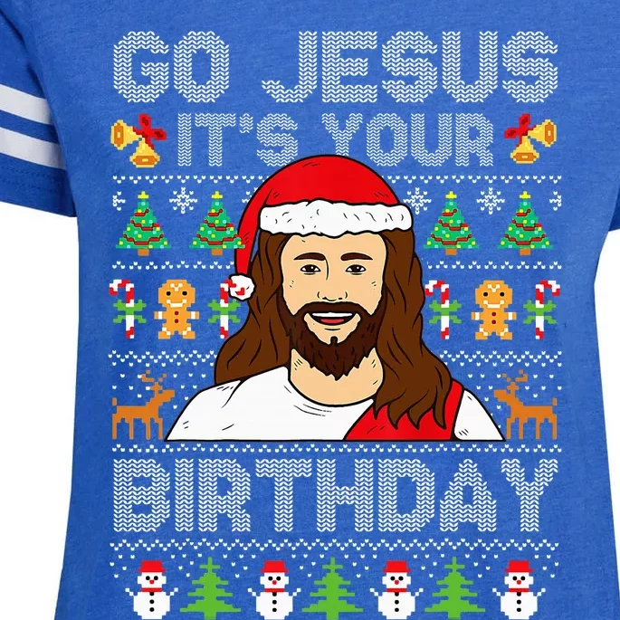 Go Jesus ItS Your Birthday Ugly Christmas Sweater Funny Enza Ladies Jersey Football T-Shirt