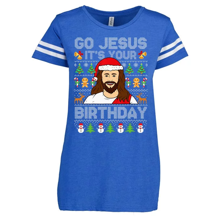 Go Jesus ItS Your Birthday Ugly Christmas Sweater Funny Enza Ladies Jersey Football T-Shirt