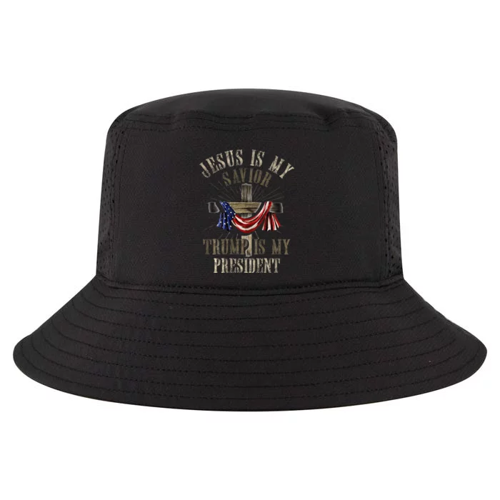 God Jesus Is My Savior Trump Is My President 2024 Christian Cool Comfort Performance Bucket Hat