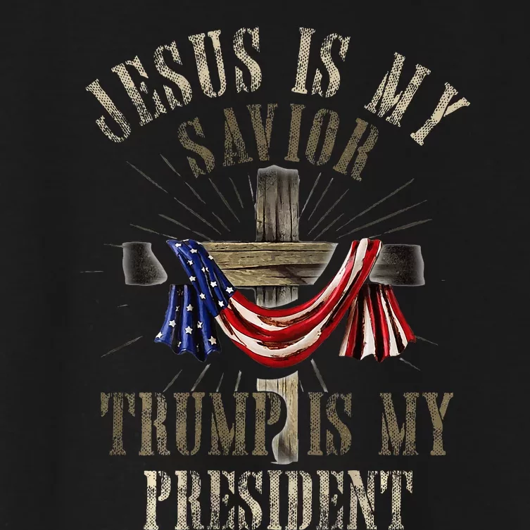 God Jesus Is My Savior Trump Is My President 2024 Christian Women's Crop Top Tee