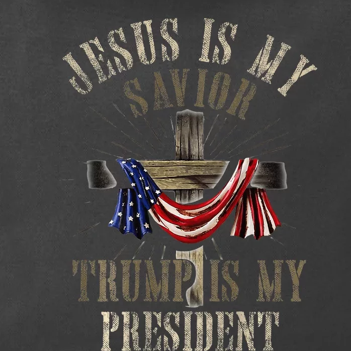 God Jesus Is My Savior Trump Is My President 2024 Christian Zip Tote Bag