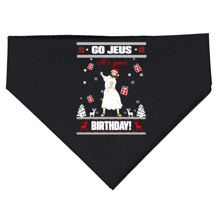 Go Jesus ItS Your Birthday Funny Christian Ugly Christmas Gift USA-Made Doggie Bandana