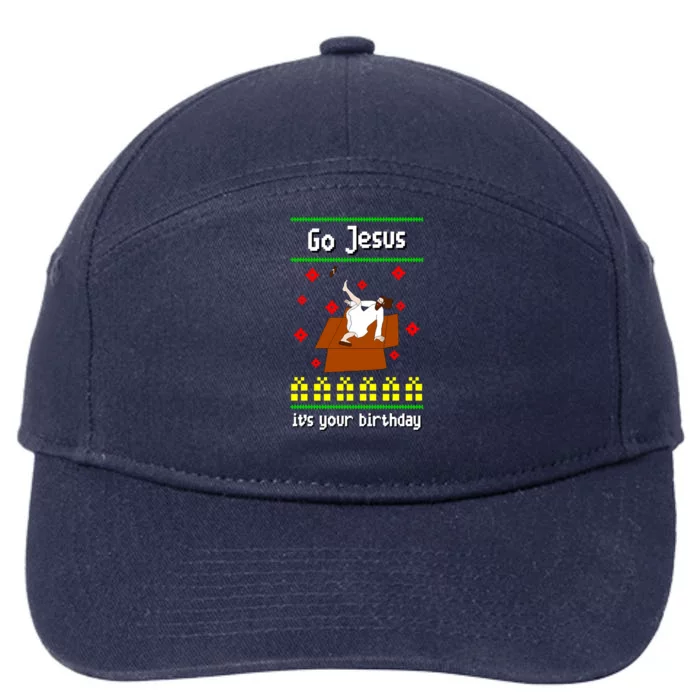 Go Jesus It´S Your Birthday Ugly Christmas Breakdance Great Gift 7-Panel Snapback Hat