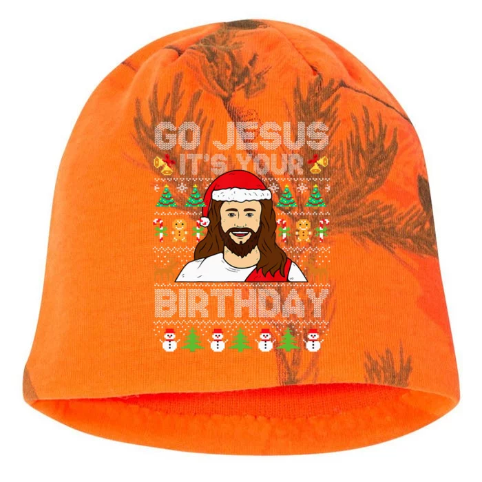 Go Jesus ItS Your Birthday Ugly Christmas Sweater Funny Kati - Camo Knit Beanie