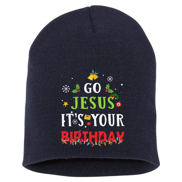 Go Jesus Its Your Birthday Christmas Short Acrylic Beanie