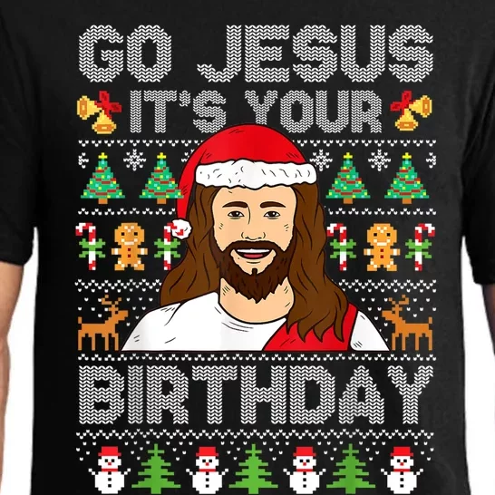 Go Jesus ItS Your Birthday Ugly Christmas Sweater Funny Pajama Set