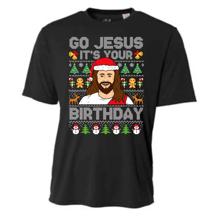 Go Jesus ItS Your Birthday Ugly Christmas Sweater Funny Cooling Performance Crew T-Shirt