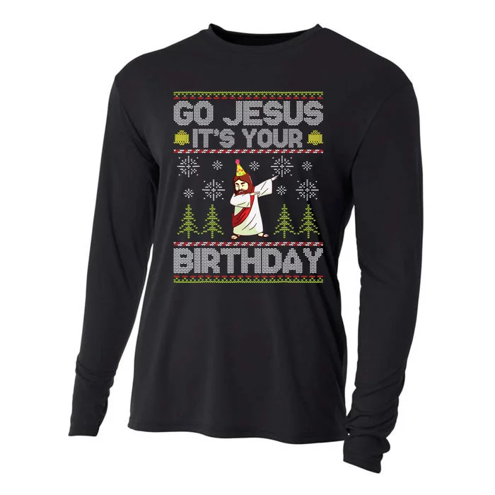 Go Jesus Its Your Birthday Ugly Christmas Sweater Funny Cooling Performance Long Sleeve Crew